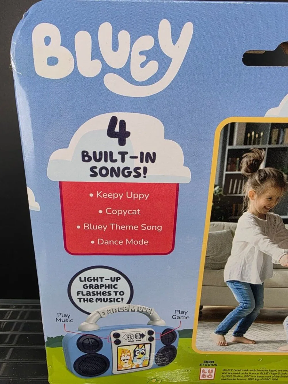 Bluey Dance Mode Mini Music Player 4 Built-In Songs Ages 3+